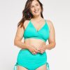 Women Aqua Bay Bikini Tops | The Charlotte Retro Halter Style Bikini Top In Aqua