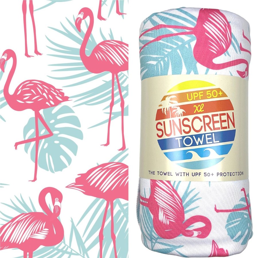 Women Aqua Bay Towels | Xl Upf 50+ Sunscreen Towel (Flamingo Palm)