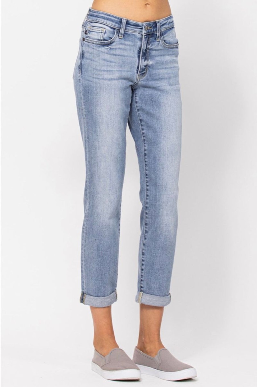 Women Aqua Bay Denim | Judy Blue Midrise Light Wash Boyfriend Jeans