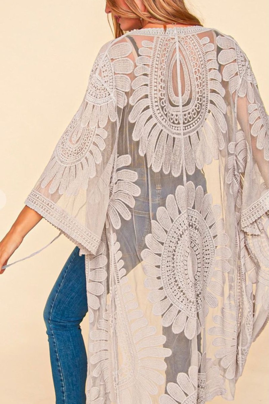 Women Aqua Bay Cover-Ups & Dusters | Midi Lace Boho Duster