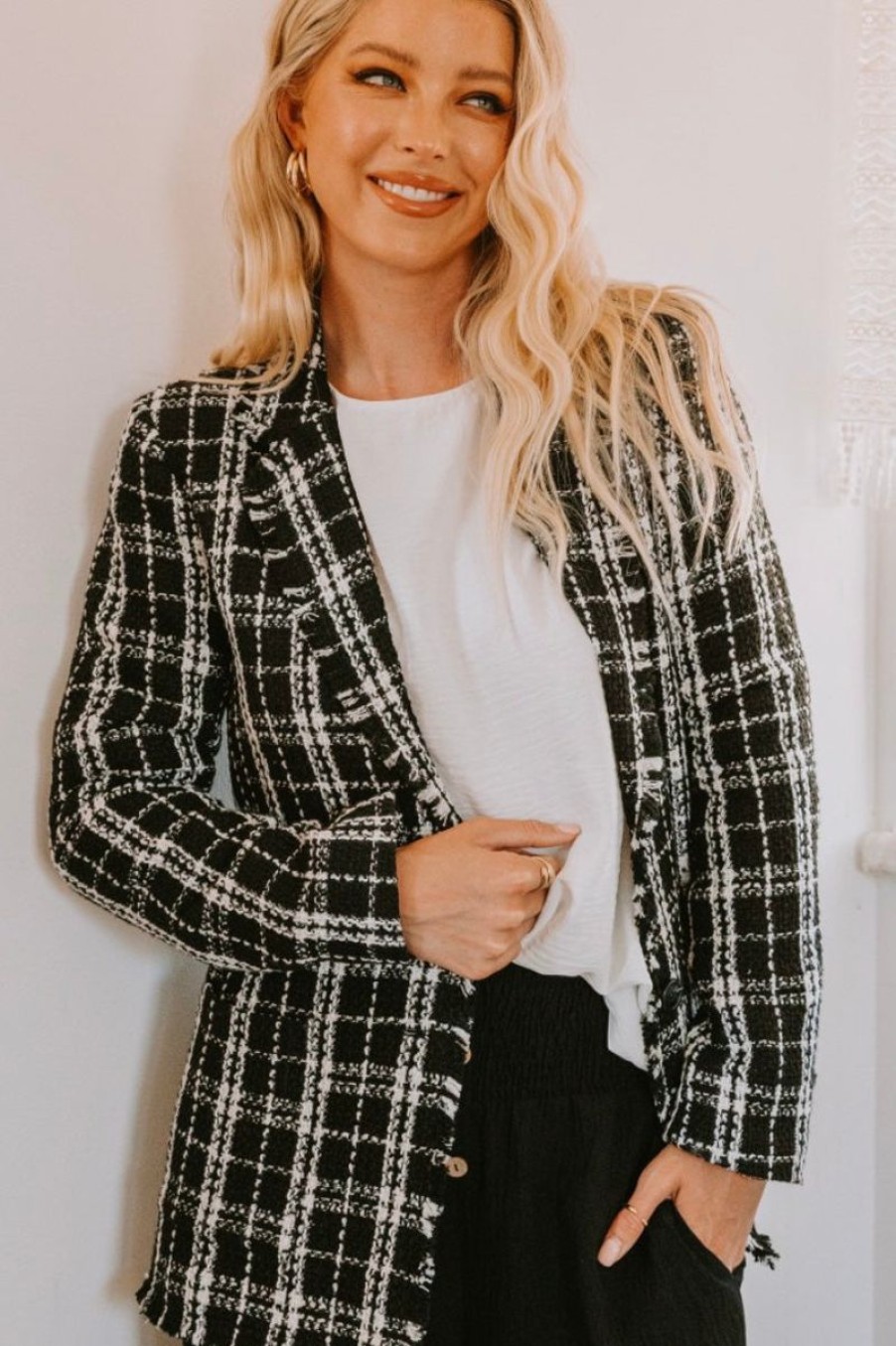 Women Aqua Bay Tops | Tweed Blazer